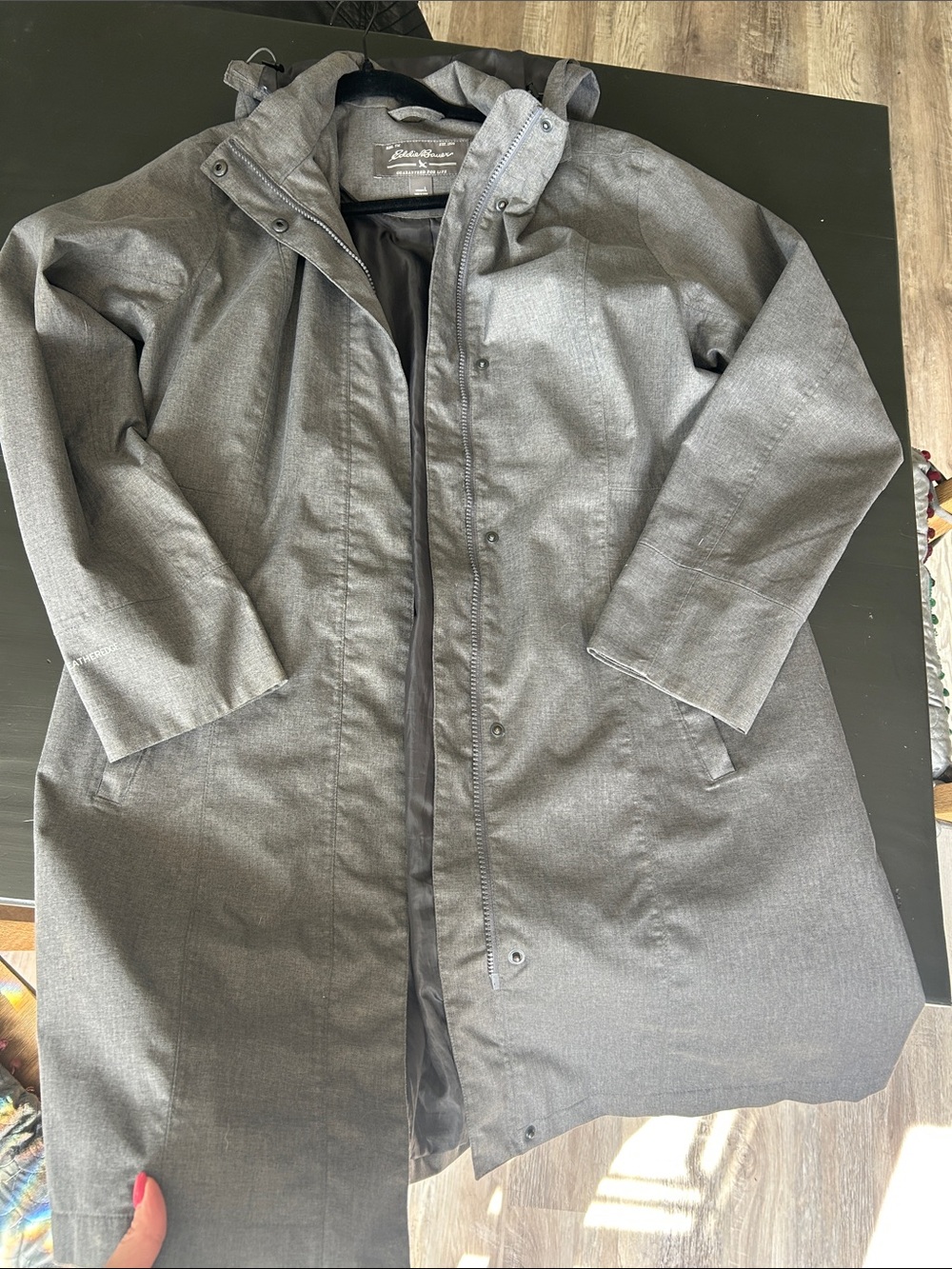 Eddie Bauer Men's Hooded Waterproof Raincoat — Charcoal Gray
